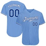 Benutzerdefiniertes hellblau-weißes Nadelstreifen-Baseballtrikot in Royal-Weiß Benutzerdefiniertes hellblau-weißes Nadelstreifen-Baseballtrikot in Royal-Weiß