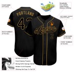 Benutzerdefiniertes authentisches Baseball-Trikot in Schwarz-Altgold Benutzerdefiniertes authentisches Baseball-Trikot in Schwarz-Altgold