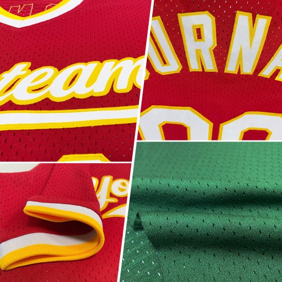 Weiß-Rotes Baseball Throwback Authentic Green Custom Jersey Weiß-Rotes Baseball Throwback Authentic Green Custom Jersey