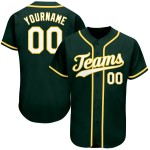 Benutzerdefiniertes authentisches grün-weiß-goldenes Baseballtrikot Benutzerdefiniertes authentisches grün-weiß-goldenes Baseballtrikot