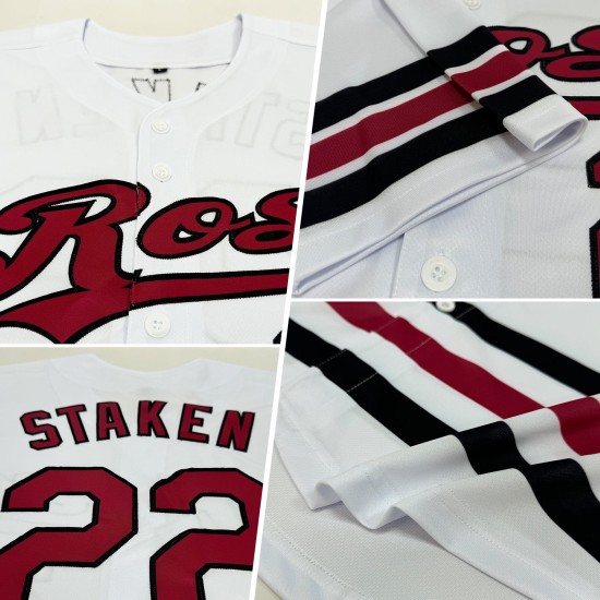 Crimson-Schwarz Baseball Jersey Weiß Authentic Line Custom Crimson-Schwarz Baseball Jersey Weiß Authentic Line Custom