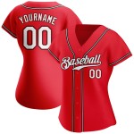 Benutzerdefiniertes rot-weiß-schwarzes authentisches Baseball-Trikot Benutzerdefiniertes rot-weiß-schwarzes authentisches Baseball-Trikot
