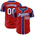 Jersey Baseball Rot Farben Arm Weiß-Royal Formen 3 Custom Authentic Jersey Baseball Rot Farben Arm Weiß-Royal Formen 3 Custom Authentic