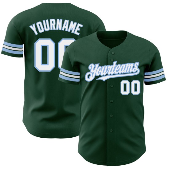 Jersey Weiß-Hell Benutzerdefinierte Grün Baseball Blau Authentisch Jersey Weiß-Hell Benutzerdefinierte Grün Baseball Blau Authentisch