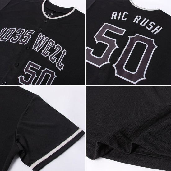 Benutzerdefiniertes schwarzes und graues authentisches Baseball-Trikot Benutzerdefiniertes schwarzes und graues authentisches Baseball-Trikot