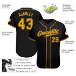 Benutzerdefiniertes authentisches Baseballtrikot in Schwarz und Gold Benutzerdefiniertes authentisches Baseballtrikot in Schwarz und Gold