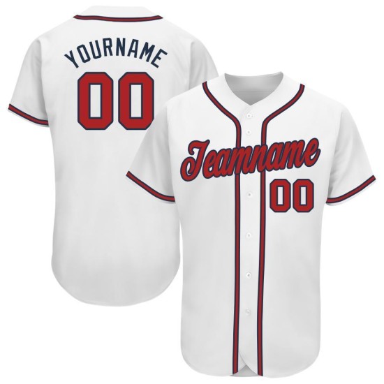 Individuelles weiß-rot-marineblaues Baseballtrikot Individuelles weiß-rot-marineblaues Baseballtrikot