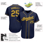Benutzerdefiniertes authentisches Baseball-Trikot in Marineblau und Gold Benutzerdefiniertes authentisches Baseball-Trikot in Marineblau und Gold