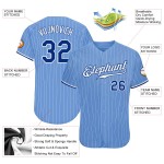Benutzerdefiniertes hellblau-weißes Nadelstreifen-Baseballtrikot in Royal-Weiß Benutzerdefiniertes hellblau-weißes Nadelstreifen-Baseballtrikot in Royal-Weiß