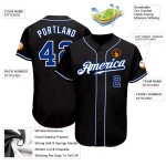 Benutzerdefiniertes authentisches Baseball-Trikot in Schwarz-Royal-Weiß Benutzerdefiniertes authentisches Baseball-Trikot in Schwarz-Royal-Weiß