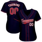 Benutzerdefiniertes Marineblau-Rot-Weiß-Baseballtrikot Benutzerdefiniertes Marineblau-Rot-Weiß-Baseballtrikot