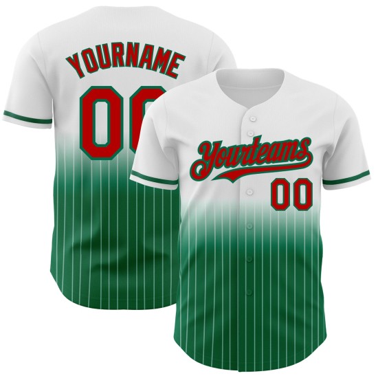 Fashion Jersey Nadelstreifen Baseball Fade Authentic Grün Rot-Kelly Weiß Custom Fashion Jersey Nadelstreifen Baseball Fade Authentic Grün Rot-Kelly Weiß Custom
