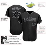 Benutzerdefiniertes schwarzes und graues authentisches Baseball-Trikot Benutzerdefiniertes schwarzes und graues authentisches Baseball-Trikot