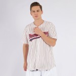 Benutzerdefinierte Creme Navy Nadelstreifen Navy-Rot Baseball Jersey Benutzerdefinierte Creme Navy Nadelstreifen Navy-Rot Baseball Jersey