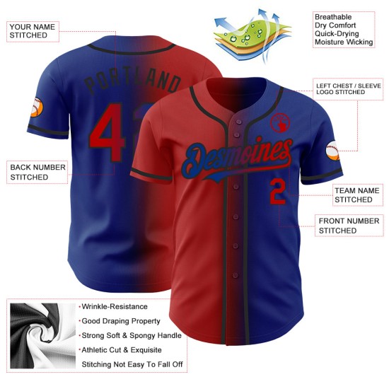 Authentic Fashion Custom Rot-Schwarz Gradient Royal Baseball Jersey Authentic Fashion Custom Rot-Schwarz Gradient Royal Baseball Jersey