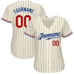 Benutzerdefinierte Creme Schwarz Nadelstreifen Rot-Royal Authentic Baseball Jersey Benutzerdefinierte Creme Schwarz Nadelstreifen Rot-Royal Authentic Baseball Jersey