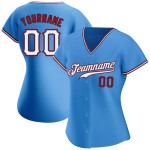 Benutzerdefiniertes authentisches Baseball-Trikot in Puderblau, Weiß und Rot Benutzerdefiniertes authentisches Baseball-Trikot in Puderblau, Weiß und Rot