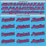 Pink-Schwarzes Trikot mit benutzerdefinierten authentischen Armfarben, Himmelblau, Baseballblau 3 Pink-Schwarzes Trikot mit benutzerdefinierten authentischen Armfarben, Himmelblau, Baseballblau 3