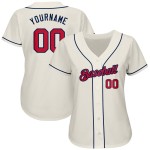 Benutzerdefiniertes authentisches Baseball-Trikot in Creme-Rot-Marineblau Benutzerdefiniertes authentisches Baseball-Trikot in Creme-Rot-Marineblau