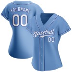 Benutzerdefiniertes hellblau-weiß-königliches authentisches Baseball-Trikot Benutzerdefiniertes hellblau-weiß-königliches authentisches Baseball-Trikot