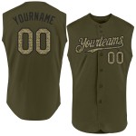 Salute Olive Service für authentisches, maßgefertigtes, ärmelloses Baseball-Trikot in Camo-Schwarz Salute Olive Service für authentisches, maßgefertigtes, ärmelloses Baseball-Trikot in Camo-Schwarz