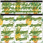 Benutzerdefiniertes weißes Kelly Green-Gold 3D-Musterdesign Hawaii Ananas Authentic Baseball Jersey Benutzerdefiniertes weißes Kelly Green-Gold 3D-Musterdesign Hawaii Ananas Authentic Baseball Jersey