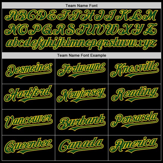 Authentisches Baseball-Trikot in Schwarz, Grün und Gelb, ärmellos, individuell Authentisches Baseball-Trikot in Schwarz, Grün und Gelb, ärmellos, individuell