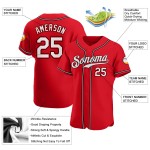 Benutzerdefiniertes rot-weiß-schwarzes authentisches Baseball-Trikot Benutzerdefiniertes rot-weiß-schwarzes authentisches Baseball-Trikot