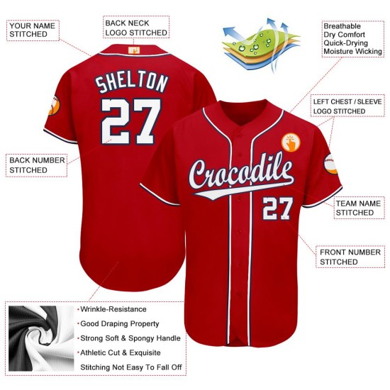 Benutzerdefiniertes rot-weiß-marineblaues Baseballtrikot Benutzerdefiniertes rot-weiß-marineblaues Baseballtrikot