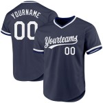 Weißes, marineblaues authentisches Baseball-Trikot im Retro-Look Weißes, marineblaues authentisches Baseball-Trikot im Retro-Look
