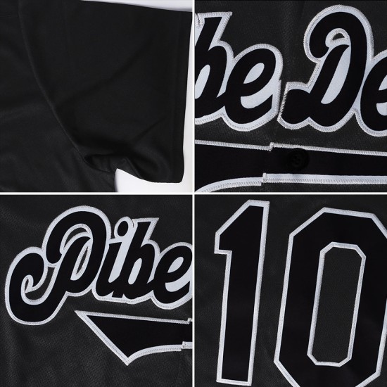 Benutzerdefiniertes schwarzes und graues authentisches Baseball-Trikot Benutzerdefiniertes schwarzes und graues authentisches Baseball-Trikot