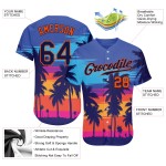Benutzerdefinierte Royal Navy-Orange 3D Muster Design Palmen Authentische Baseball Jersey Benutzerdefinierte Royal Navy-Orange 3D Muster Design Palmen Authentische Baseball Jersey