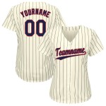 Benutzerdefinierte Creme Navy Nadelstreifen Navy-Rot Baseball Jersey Benutzerdefinierte Creme Navy Nadelstreifen Navy-Rot Baseball Jersey