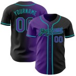 Benutzerdefinierte Schwarzes Trikot Fashion Authentic Lila-Blaugrün Gradient Benutzerdefinierte Schwarzes Trikot Fashion Authentic Lila-Blaugrün Gradient