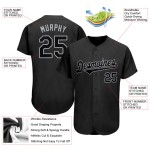 Benutzerdefiniertes schwarzes und graues authentisches Baseball-Trikot Benutzerdefiniertes schwarzes und graues authentisches Baseball-Trikot