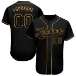 Benutzerdefiniertes authentisches Baseball-Trikot in Schwarz-Altgold Benutzerdefiniertes authentisches Baseball-Trikot in Schwarz-Altgold