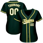 Benutzerdefiniertes authentisches grün-weiß-goldenes Baseballtrikot Benutzerdefiniertes authentisches grün-weiß-goldenes Baseballtrikot